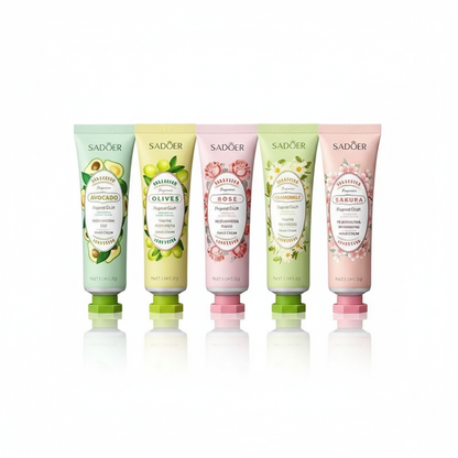5Pcs/set Fruit Plant Fragrance Hand Cream Sets Moisturizing Repair Anti Dry Hand Lotion Sets Hands Skin Care Products