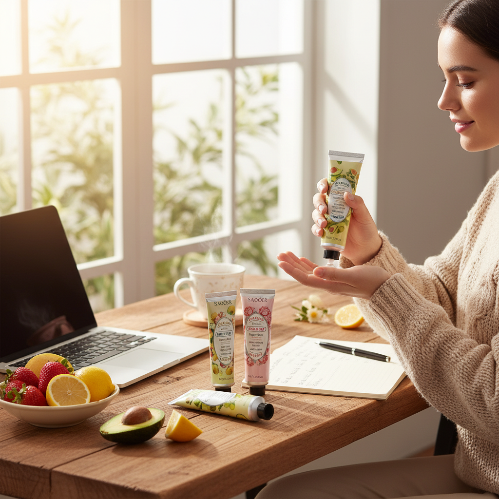 5Pcs/set Fruit Plant Fragrance Hand Cream Sets Moisturizing Repair Anti Dry Hand Lotion Sets Hands Skin Care Products